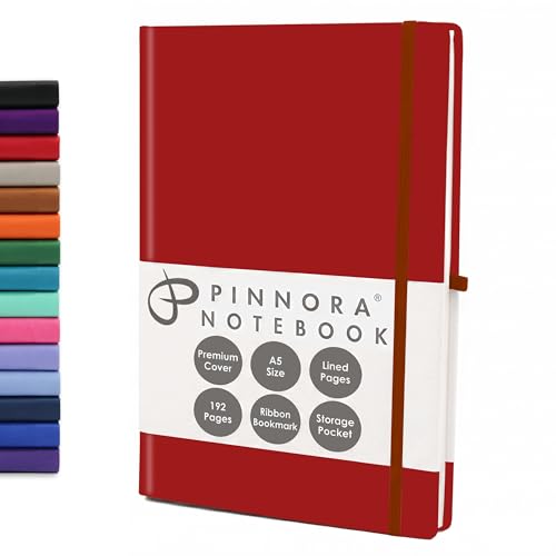 Red 5.95"x8.45" Notebook – Everyday Journal Note Book & Monthly Planner, 192 Pages, Notebooks for Education, Office & Travel, Durable Cover, Smooth Paper, Ideal Lined Note Pad - color: Red