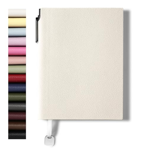 Lined Journal Notebook for Women A5 Softcover PU Leather Journals for Writing 160 Pages Daily Journaling Ruled Notebooks for Work School Business 6.38'' X 8.28'' - color: 1pack-Off White