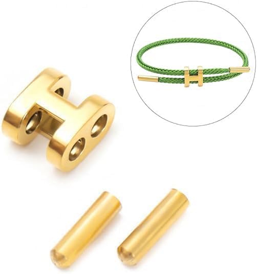 OSIRIDEH2 Bracelet with Adjustable Design Polished H Shape Buckle, Bracelets for Women, 18k Gold-plated Buckle Design Titanium Steel Wire Rope Women's Gift Jewelry - color: green gold