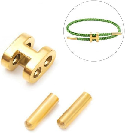 OSIRIDEH2 Bracelet with Adjustable Design Polished H Shape Buckle, Bracelets for Women, 18k Gold-plated Buckle Design Titanium Steel Wire Rope Women's Gift Jewelry - color: green gold
