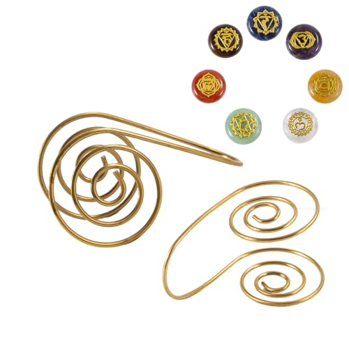 Reiki Spiral Palm Ring/Cuff, Imitation Copper Palm Spiral Hand Ring Set for Chakra Balancing, Meditation, Energy Healing & Stress-Relief Fidget Tools Hand Fidget Accessories for Adults