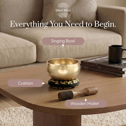 Tibetan Singing Bowl Set – Easy to Play & Beginner Friendly Meditation Bowl with Cushion & Mallet | Stress Relief & Mindfulness | Gift-Ready