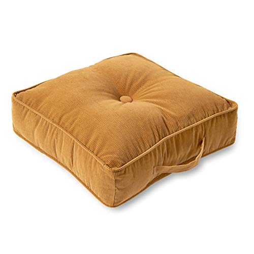 Greendale Home Fashions Omaha Corduroy 21" Square Floor Pillow with Carry Handle, Fawn - color: Fawn