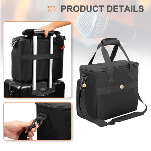 6 Slots Wireless Microphone Carrying Case, Mic Storage Bag with Thick Padding for Singing, Karaoke, Party (Patent Design)