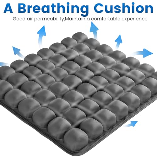 JOYMAY Travel Seat Cushion Inflatable Seat Cushion 56 Ergonomic Air Cell 3D Air Seat Cushions Adjustable Inflatable Portable Airplane seat Cushion for Wheelchair, Car, Office, Home Living (Grey)