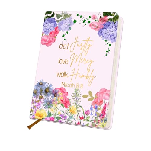 Bible Verse Lined Journal Notebook for Women Men, 200 Pages A5 Hardcover Leather Journals for Writing & Note Taking, Watercolor Floral College Ruled Notebook Diary Notepad, Christian Gifts 3 - color: Multi 1288