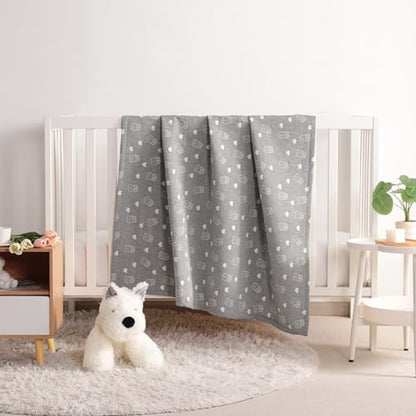 NTBAY 3 Layer Oversized Muslin Cotton Toddler Blanket, Jacquard Reversible Nursery Bed Blanket, Super Soft and Thermal for All Seasons, Baby Gift, 45"x60", Dark Grey Rabbit - color: Dark Grey Rabbit, size: 45x60 Inch (Pack of 1)