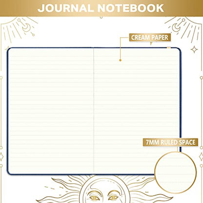 Artfan Ruled Notebook/Journal – Premium Thick Paper Faux Leather Classic Writing Notebook with Pocket + Page Dividers Gifts, Banded, Large, 144 Pages, Hard Cover, Lined (5.8''x 8.4'') - Blue - color: BLUE