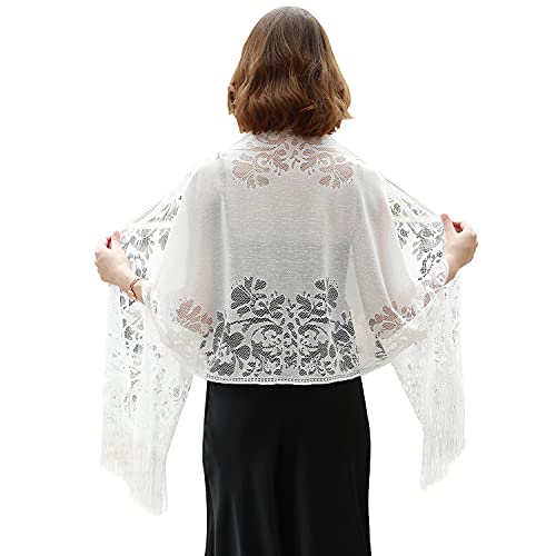 RIIQIICHY Shawls and Wraps for Evening Dresses Scarfs for Women Pashmina Wedding Formal Shawl - color: White-1
