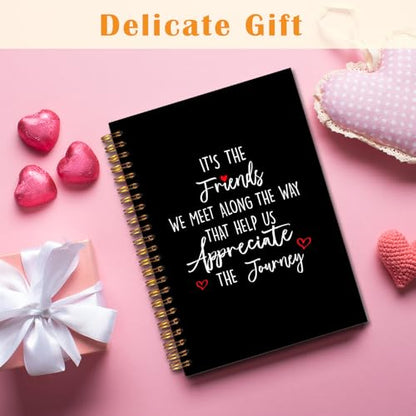 JINYO Friend Gifts Notebook, Gifts for Best Friend Journal, Friendship Gift Journal, It's the Friends We Meet Along the Way That Help Us Appreciate the Journey Spiral Notebooks 5.5x8.3 Inch(black) - color: white Friend Notebook（black）