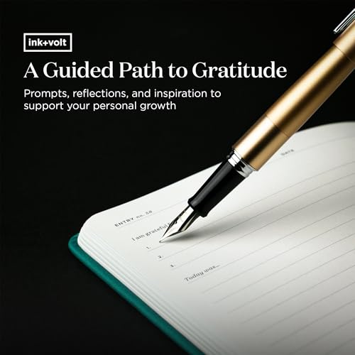 Ink+Volt Daily Gratitude Journal for Women & Men, Original Design with Inspirational Quotes, Grateful Journal for Happiness, Mindfulness, Affirmations & Reflection - 6x8.5 in, Peacock - color: Peacock