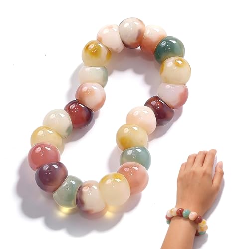 Natural Bodhi Seed Bracelets Anxiety Fidget Bracelets Anxiety Relief Items Protection Healing Stretch Bodhi Fidget Bracelet for Women Men - color: colorful