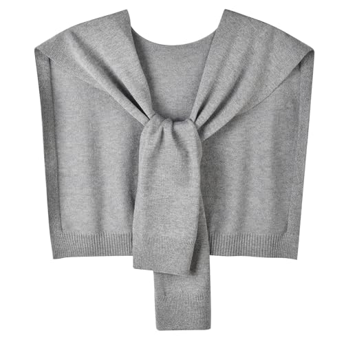 WaJuemy Sweater Shawl Wraps for Women Sweater Knitted Knotted Shawls Travel Casual Scarf Cape Shoulder Tops Fashion Wrap - color: 3a Grey