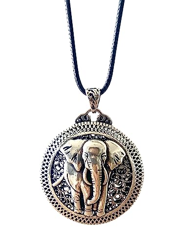 Handmade Sterling Silver plated lucky animals pendant necklace Good luck elephant/Lucky Fox/Good wealth Pixiu/Family Tree/Sun/Buddhism cross/Maitreya Buddha/Phoenix jewelry gifts for women men - color: Tibetan Silver plated Elephant