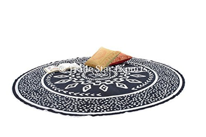 Indian Round Hamsa Tapestry, Decorative Table Cloth, Large Meditation Throw, 72" Round Picnic Blanket, Boho Beach Throw, Ethnic Yoga Mat (Pattern 3)