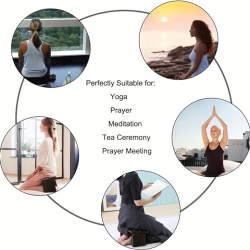 Kneeling Chair,Meditation Bench Kneeling Stool,Perfect Wooden Kneeling Stool Ergonomic Kneeling Meditation Yoga Bench, with Locking Hinges, for Tea Ceremony, Yoga, Praying, Deep Meditation Bench(Black - color: Black