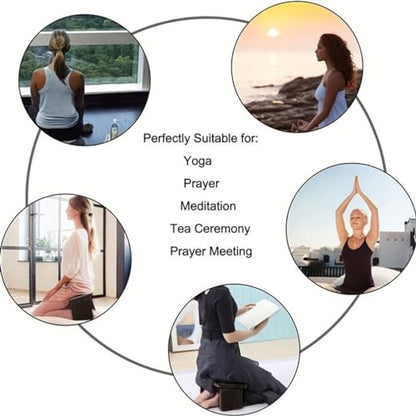 Kneeling Chair,Meditation Bench Kneeling Stool,Perfect Wooden Kneeling Stool Ergonomic Kneeling Meditation Yoga Bench, with Locking Hinges, for Tea Ceremony, Yoga, Praying, Deep Meditation Bench(Black - color: Black