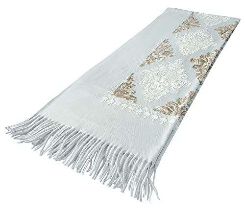 Urban CoCo Women's Embroidered Tassel Long Shawl Oversize Scarf Wraps for Women - color: #2-light Gray