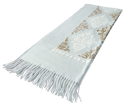 Urban CoCo Women's Embroidered Tassel Long Shawl Oversize Scarf Wraps for Women - color: #2-light Gray