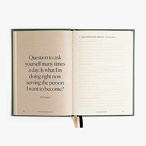 Notes to Mindfulness Daily Journal for Women With Prompts, Illustrated Gratitude & Positivity Journal, Undated Guided Journal, Hardbound Wellness Journal - Intelligent Change x Chelsea Kauai (Sage - color: Sage Green