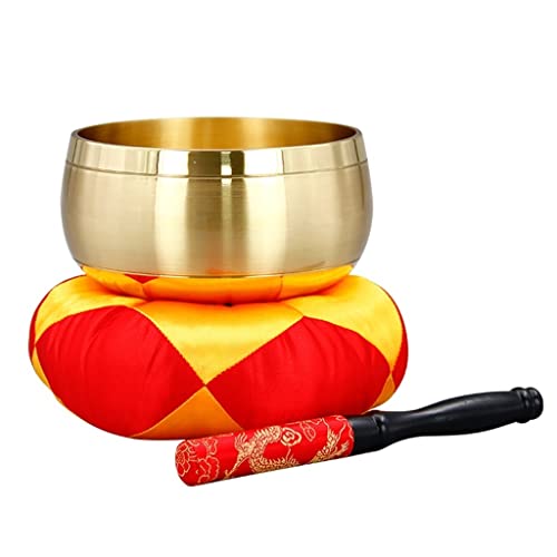 Tibetan Singing Bowl Meditation Set, Handmade Buddhist Music Bowl, Used for Yoga Prayer and Mindfulness Nepal Meditation Mat Accessories(7in)