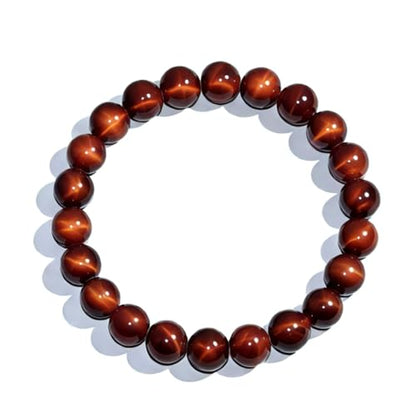 Natural Handmade Healing Chakra Bracelet - color: 10mm-Red Tiger Eye-FOR 7-8 INCH WRIST
