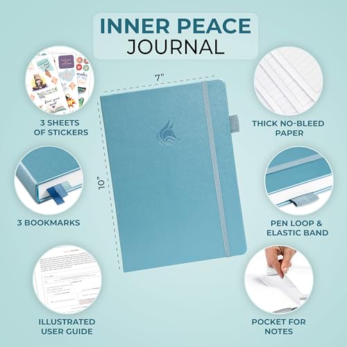 Clever Fox Inner Peace Journal – Guided Stress & Anxiety Relief Journal with Prompts – Healing & Self-Discovery Notebook for Women & Men (Aquamarine) - color: Aquamarine