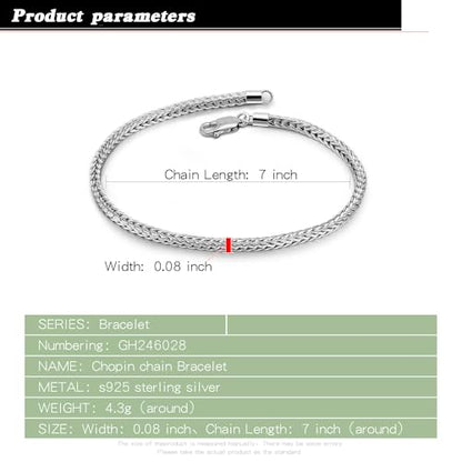 Dainty 925 Sterling Silver Chopin Chain Bracelet Women Bohemian Stackable Figaro/Box/Snake Bracelet 2MM 5 "5.9" 6.3 "6.7" 7 "7.5" 8" Jewelry Gift