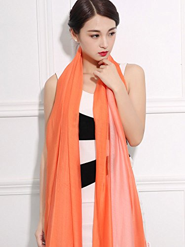 Cotton Silk Scarf Elegant Soft Wraps Color Shade Scarves for Women - color: Orange