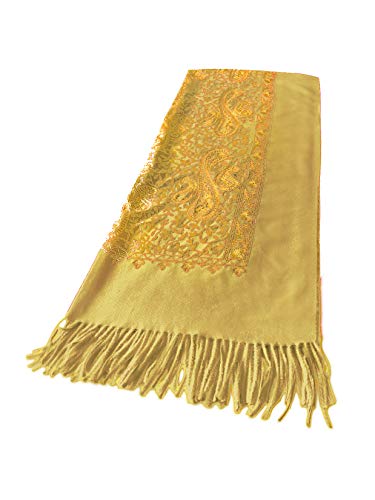 Urban CoCo Women's Embroidered Oversize Tassel Shawl Scarf Wraps for Women - color: #3-yellow