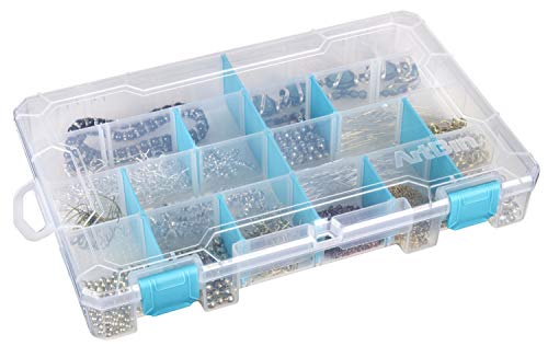 ArtBin 6847AG Medium Anti-Tarnish Box with Removable Dividers, Jewelry & Craft Organizer with Anti-Tarnish Technology, [1] Plastic Storage Case, Clear with Aqua Accents - size: Medium (10.75" x 7.375")