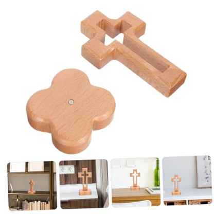 Sosoport Altar Decoration with Stand for Spiritual Faith Natural Wood Grain for Home Religious Settings