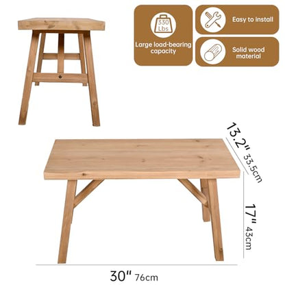 SwallowLiving 30" Solid Wood Entry Bench - Rustic Farmhouse Style Hallway Seating for Living Room, Dining Room Entryway - Handcrafted Natural Finish - color: Nature, size: 30 Inch