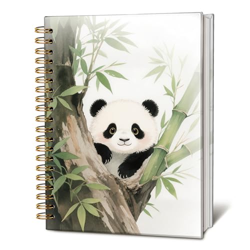 LIANGW Cute Panda Spiral Notebook Journal, Wild Animal Journal for Writing, Panda Bear Lover Gifts for Women, Pandas School Office Stuff Supplies, 5.5x8.3 Inch - color: 01-Vintage Panda