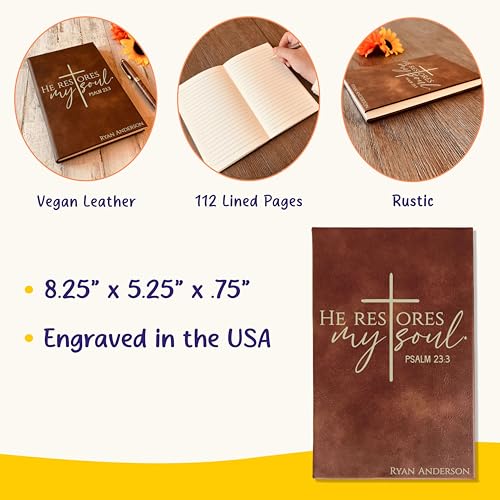 Personalized Christian Prayer Journal for Men & Women, Custom Engraved Name, Daily Devotional, Scripture Writing, Gratitude and Faith Gift