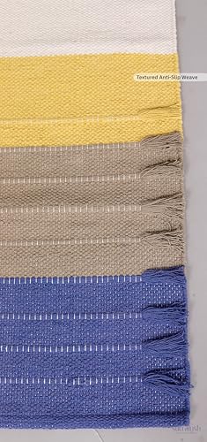 Cotton Yoga Mat Handwoven Rug, Non-Slip Textured Surface, Washable & Foldable Yoga Rug for Hot Yoga, Pilates & Meditation, 24 x 72 Inch Multicolor