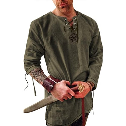 Men's Fashion Cotton Linen Shirt Long Sleeve Solid Color Ethnic Beach Yoga Top - color: Black Green, size: 4X-Large