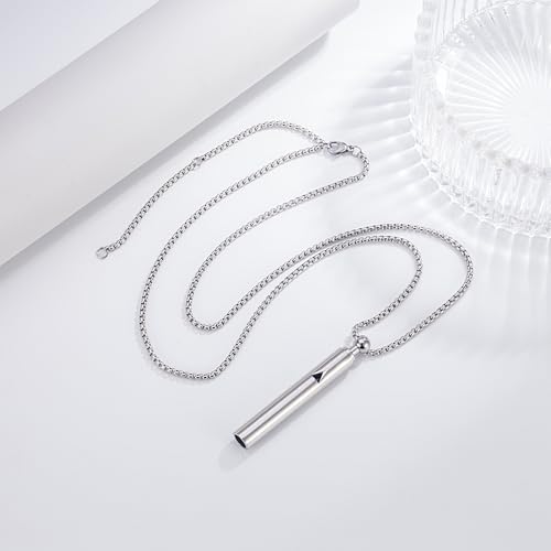 Breathing Easy Necklace, Mindfulness Breathing Stainless Steel Pendant for Stress Relief, Anxiety Management & Smoking Cessation Aid, Intricate Engraving for Men Women - color: Sliver