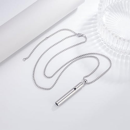 Breathing Easy Necklace, Mindfulness Breathing Stainless Steel Pendant for Stress Relief, Anxiety Management & Smoking Cessation Aid, Intricate Engraving for Men Women - color: Sliver