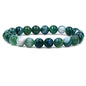Keleny Gem Semi Precious Gemstones 8mm Round Beads Crystal Stretch Bracelets 7 Inch Unisex - color: Green Banded Agate