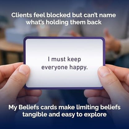 metaFox | My Beliefs Cards | 60 Core Belief Cards for Coaching | Therapy Card Deck for Adults & Counselors