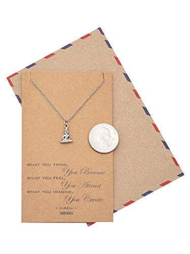 quan jewelry Handmade Buddha Pendant Necklace, Yoga Jewelry Necklaces for Men and Women, Religious Meditation Necklace, Birthday, Graduation Gifts, Buddhist Charm with Inspirational Quote