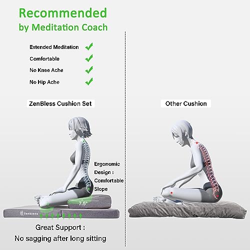 ZenBless Zafu Meditation Cushion Set,Yoga Meditation Pillow for Sitting on Floor,Large Square Meditation Mat and Pillow Set, Floor Pillow, Washable Cover(27.6") - size: Square 27.6"