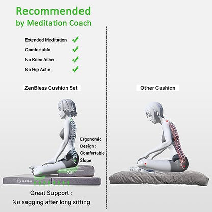 ZenBless Zafu Meditation Cushion Set,Yoga Meditation Pillow for Sitting on Floor,Large Square Meditation Mat and Pillow Set, Floor Pillow, Washable Cover(27.6") - size: Square 27.6"