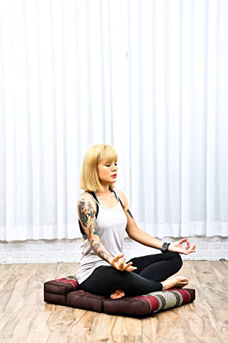 Leewadee Foldable Floor Mattress – 2 in 1 Floor Meditation Mat for Yoga and Relaxation, Seating Futon with Kapok - color: Sf19 - Red, Brown