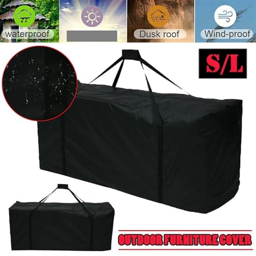 1 Pc Oxford Cloth Heavy Duty Outdoor Organizer Black Rectangle Garden Furniture Cushion Storage Bag Travel Carrier Storage Bag (Size : S 122) - size: S 122