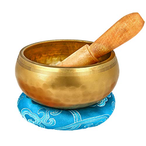 4.2'' Tibetan Meditation Yoga Singing Bowl Set, Hand Hammered Singing Bowl With Mallet & Silk Cushion, For Meditation, Chakra Healing, Prayer, Yoga and Mindfulness