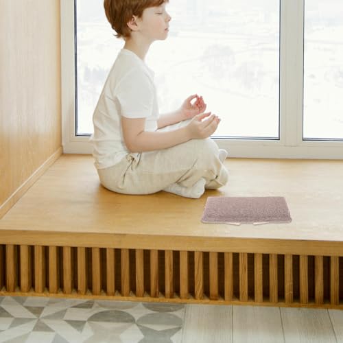 Hemoton Folding Meditation Bench Stool Wooden Ergonomic Auxiliary Chair Milk Tea Color Portable Foldable Seat for Yoga Prayer and Mindful Sitting