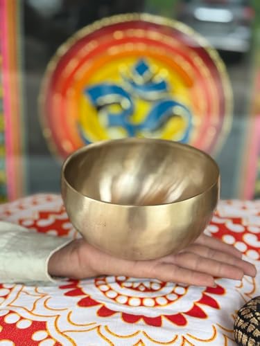 Handmade Tibetan Singing Bowl Set with Wooden Mallet & Cushion | Brass Meditation Sound Bowl for Yoga, Healing, Chakra Balancing, Stress Relief & Mindfulness | Spiritual Gift Item (15 CM)