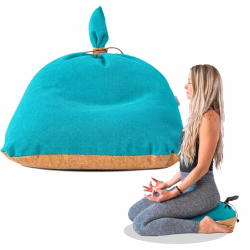 MONK & LLAMA Meditation Cushion Floor Cushion for Yoga & Sitting – Zafu Pillow for Proper Posture & Spinal Alignment, Comfortable Buckwheat Support with Washable Cover for Meditation, Home & Office